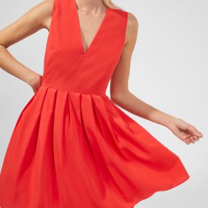 Courtney V Neck Crepe Pleat Dress