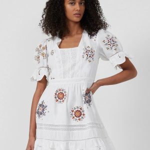 Biton Embroidered Cotton Mini Dress