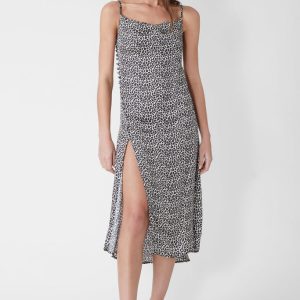 Animal Print Strappy Slip Dress