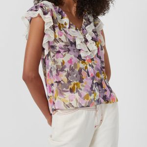 Catlett Crinkle Lace Ruffle Top