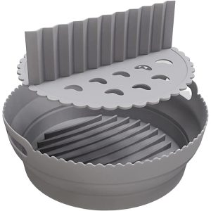 Silicone Air Fryer Liners Round Steamer Pan with Separator Folding Design for Cooking Oven Microwave