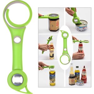 6 in 1 Jar Can Bottle Wine Opener - Multifunctional Kitchen Tool for Weak Arthritic Hands, Elderly, Seniors, Women - Open Bottles, Cans, Jars, Safety Seals, Pull Tab - Tight Grip