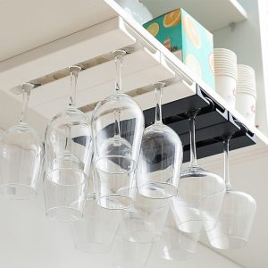 Wine Glass Hanging Rack Under Cabinet Upside Down Shelf Space Saving Wine Cups Goblet Storage Rack Kitchen Bar Tools