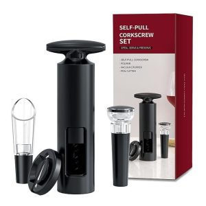 Wine Bottle Opener Set - Manual Corkscrew with Foil Cutter Vacuum Stopper and Wine Aerator Pourer, Cordless ABS Bottle Opening for Home, Kitchen, Party, Restaurant