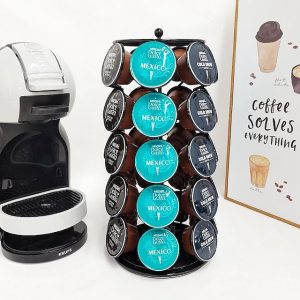Coffee Pod Holder, Black Coffee Capsule Holder Carousel, 360 Degree Rotatable Coffee Pod Storage Rack
