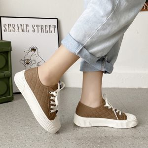 Leisure Time Wedge Lace Up Canvas Shoes