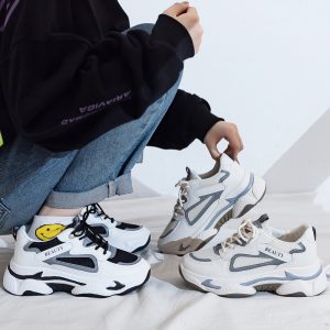 Thick Crust Shoes Reflective Sports Shoes For Women