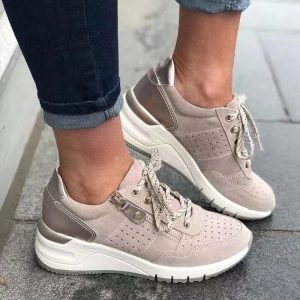 Casual Sports Lace Up Evelet Women's Wedge Shoes