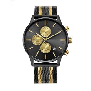 Men Watch black and gold