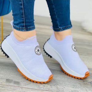Casual Wedge Pure Color Canvas Sneaker For Women