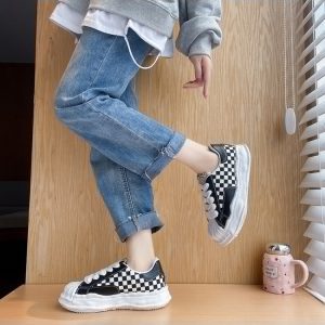 Contrast Color Plaid Leisure Time Running Shoes
