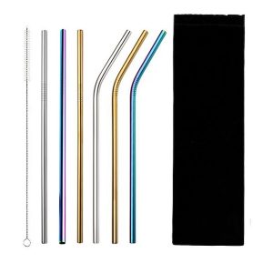 Reusable Drinking Straw High Quality Stainless Steel Metal Straw Cleaner Brush for Mugs