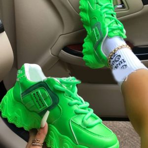 Fashion Lace Up Black Chunky Women New Sneakers