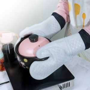 Silicone Oven Gloves Microwave Heat Insulation Gloves High Temperature Baking Anti-scald Cotton Baking Glove