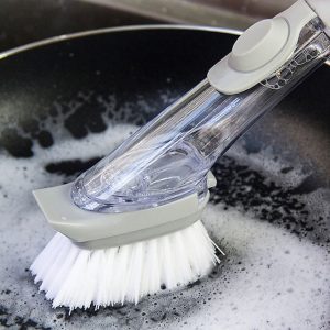 Double Use Kitchen Cleaning Brush Scrubber Dish Bowl Washing Sponge Automatic Liquid Dispenser Kitchen Pot Cleaner Tool