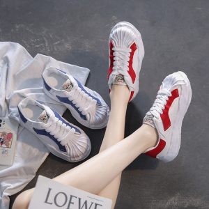 Leisure Time Lace Up Contrast Color Running Shoes