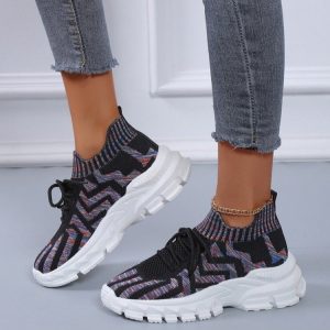Colorful Printed Round Toe Women Sneakers 4.5cm)