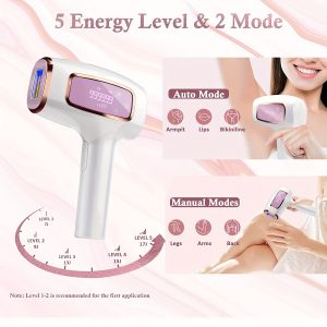 Laser Hair Removal For Women At Home, Touch Screen 3-in-1 IPL Permanent Hair Removal Device With Cooling System, Painless Hair Remover For Facial Armpits Legs Bikini Line Whole Body